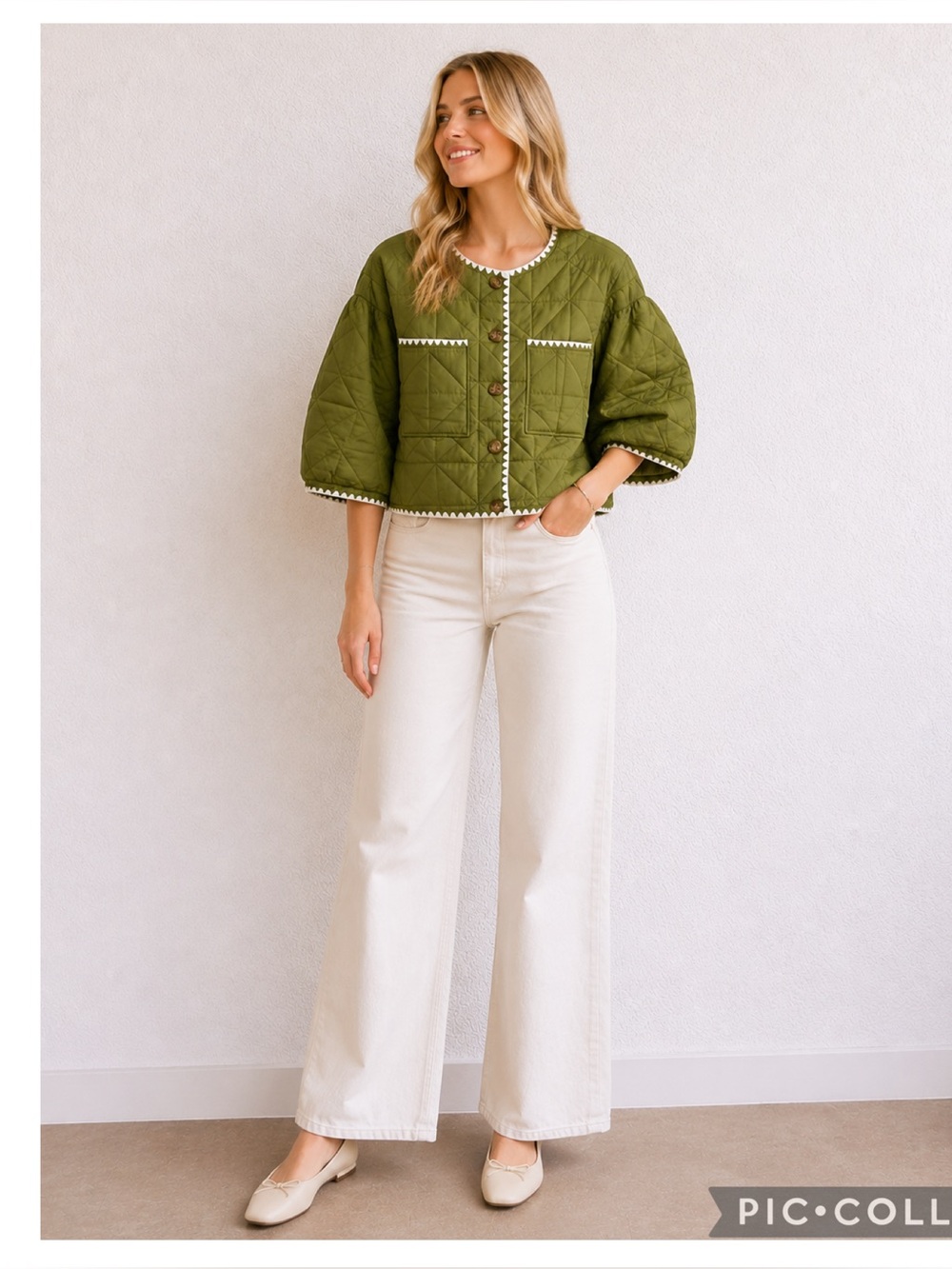 TANKANEO PUFF QUILTED ARMY GREEN CROPPED JACKET NWOT